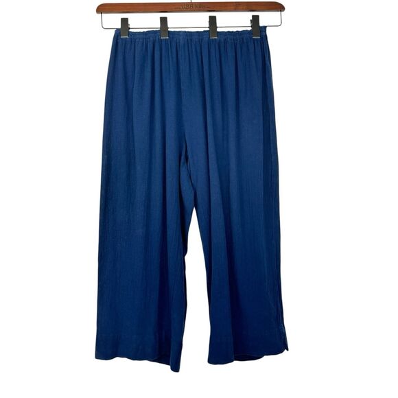 Oh My Gauze! Pants - Oh My Gauze Pants Womens 3 Blue XXL Cropped Lagenlook Casual Pull On Stretch